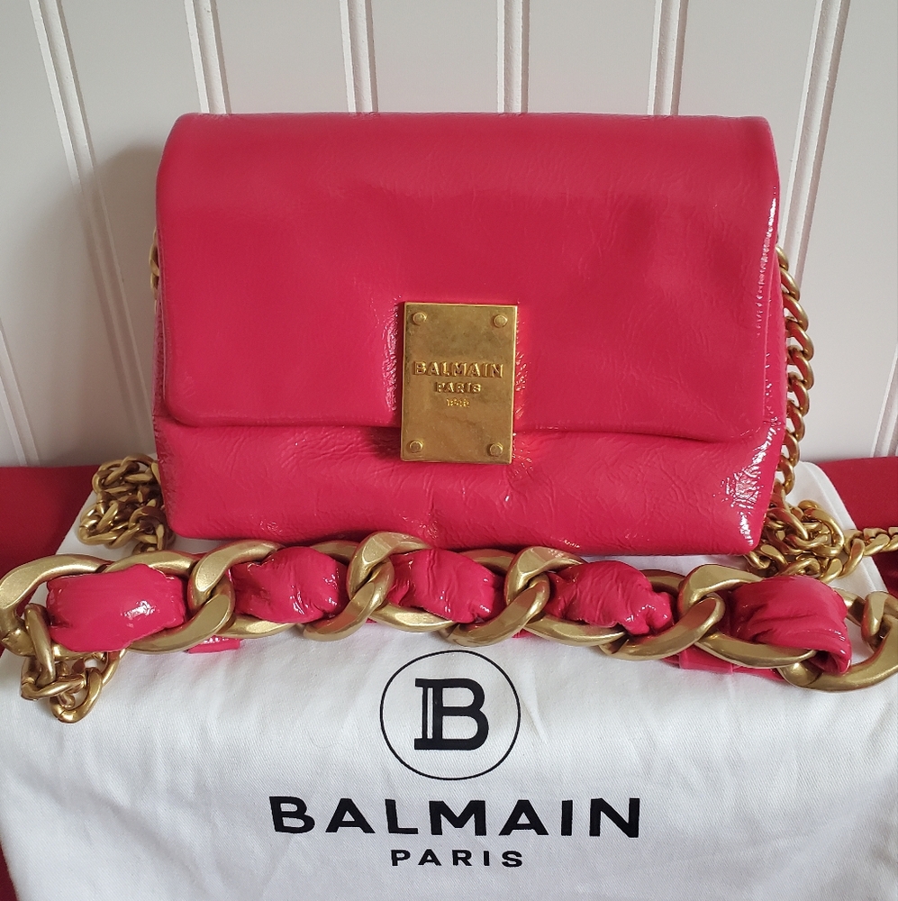 Balmain Pink Leather Chain Bag